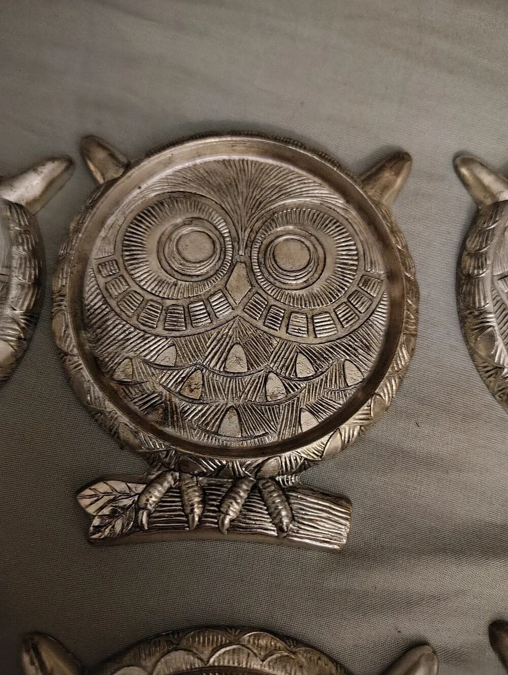 Vintage Style Tan Owl Coasters Set of 6